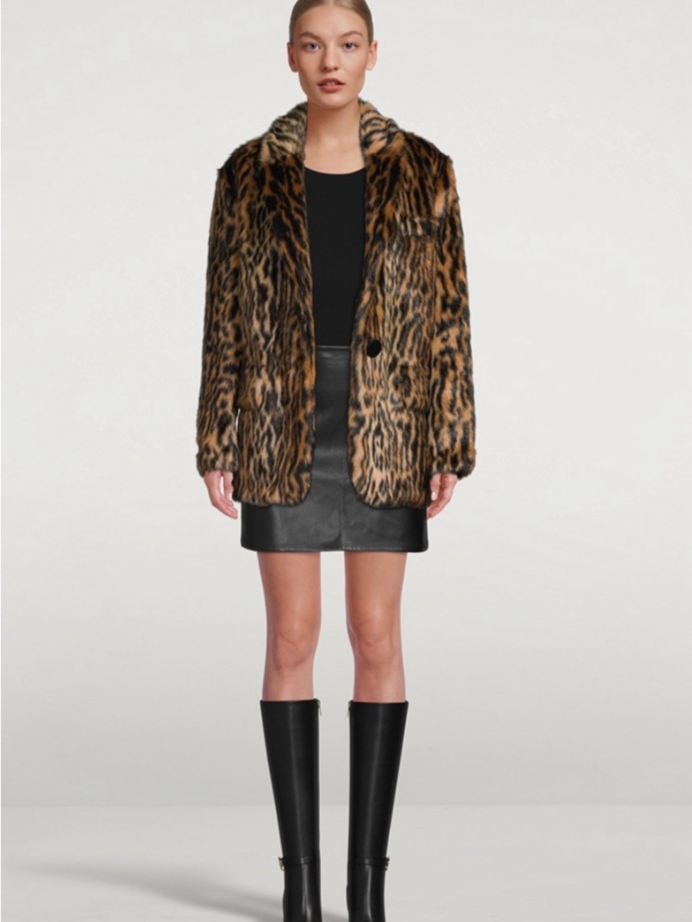 Stand Studio Animal Print Faux Fur Coat size 36 (6 u.s.)